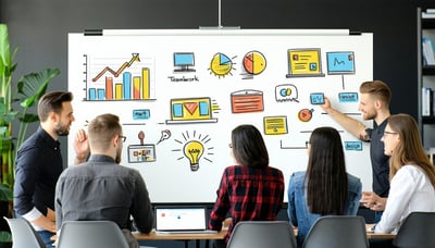 Illustration von Teamwork bei Marketing und Design